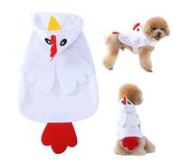 CHICTRY Pet Chicken Hoodie Costume Cozy Winter Outfit Dogs Cats Funny Halloween Thanksgiving Rooster Cosplay Clothes White M