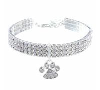 CHICTRY Pet Collar with Diamonds Adjustable Shiny Diamond with Claw Pendant Small Cat Dog Wedding Necklace Jewelry White L