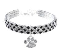 CHICTRY Pet Collar with Diamonds Adjustable Shiny Diamond with Claw Pendant Small Cat Dog Wedding Necklace Jewelry Black&White L