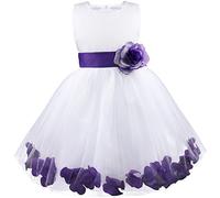 CHICTRY Petals Bow Princess Wedding Bridesmaid Formal Pageant Party Flower Girls Dresses Purple 12 Years