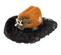 CHICTRY Pirate Tricorn Feather Hat Distressed Colonial Hat Musketeer Cap For Halloween Pirate Theme Party Type C Brown One Size