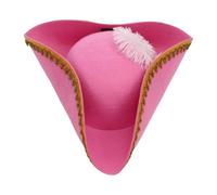 CHICTRY Pirate Tricorn Hat Colonial Tri-Corner Hat with Gold Trimming for Halloween Theme Party