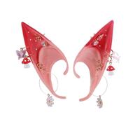 CHICTRY Realistic Elf Ears Fairy Mushroom Elf Ears Non Piercing Ear Jewelry For Masquerade Cosplay Party Red B One Size