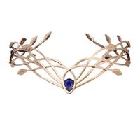 CHICTRY Retro Crystal Leaf Shaped Crown Tiara Baroque Rhinestone Forehead Crown Masquerade Headwear Blue One Size