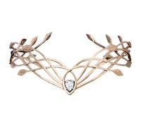 CHICTRY Retro Crystal Leaf Shaped Crown Tiara Baroque Rhinestone Forehead Crown Masquerade Headwear White One Size