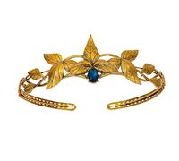 CHICTRY Retro Crystal Leaf Tiara Headband Baroque Rhinestone Forehead Crown Tiara Costume Accessory Gold&Blue One Size