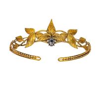 CHICTRY Retro Crystal Leaf Tiara Headband Baroque Rhinestone Forehead Crown Tiara Costume Accessory Gold&Gray One Size