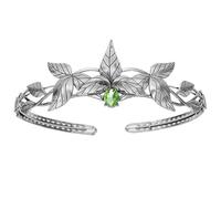 CHICTRY Retro Crystal Leaf Tiara Headband Baroque Rhinestone Forehead Crown Tiara Costume Accessory Sliver&Light Green One Size