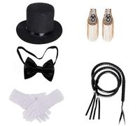 CHICTRY Ringmaster Costume Set Magician Circus Master Lion Tamer Costume Accessories For Halloween Party Type A One Size