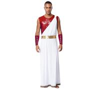 CHICTRY Roman Senator Costume Men Adult Shiny Sequins Toga Robe with Cuffs for Halloween Cosplay Burgundy S
