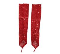 CHICTRY Sequin Stretchy Fingerless Gloves Glitter Long Gloves with Finger Loop for Opera Night Club Dance Party Red One Size