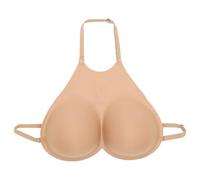 CHICTRY Silicone Breastplate D Cup Adjustable Halter Bra Fake Boobs Breasts Enhancers for Mastectomy Crossdresser Type A Nude One Size