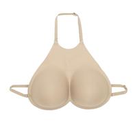 CHICTRY Silicone Breastplate D Cup Adjustable Halter Bra Fake Boobs Breasts Enhancers for Mastectomy Crossdresser Type A Light Nude One Size