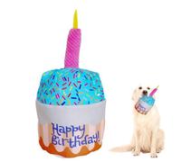 CHICTRY Squeaky Plush Dog Toy Birthday Cake Design for Chewing Fun Durable Stuffed Toy for Dog’s Birthday Celebration Cake B One Size