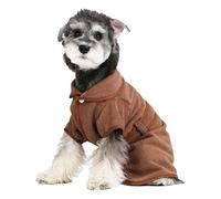 CHICTRY Super Soft Dog Bathrobe for Puppies Quick-Drying Adjustable Towel Robe with Belly Strap Absorbent Grooming Robe for Dogs Brown L
