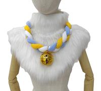 CHICTRY Three-strand Braided Bell Collar Fursuit Cosplay Costume Neck Gaiter For Holloween Roleplay Blue Yellow White One Size