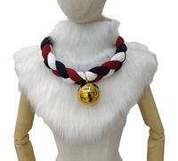 CHICTRY Three-strand Braided Bell Collar Fursuit Cosplay Costume Neck Gaiter For Holloween Roleplay Red Black White One Size