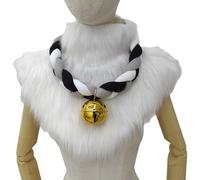 CHICTRY Three-strand Braided Bell Collar Fursuit Cosplay Costume Neck Gaiter For Holloween Roleplay Black White Grey One Size