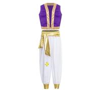 CHICTRY Toad Super Brother Costume for Kids Boys Bros.Mario Arabian Prince Vest with Pants 2Pcs Fancy Dress up Purple 15-16 Years