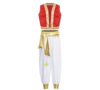 CHICTRY Toad Super Brother Costume for Kids Boys Bros.Mario Arabian Prince Vest with Pants 2Pcs Fancy Dress up Red 13-14 Years