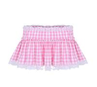 CHICTRY Unisex Sissy Adult Baby Crossdressing Ruffle Fancy Dress Gingham Micro Mini Skirt Pink Large