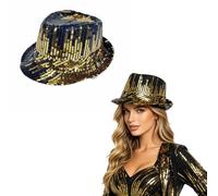 CHICTRY Unisex Sparkling Accessory for Costumes Fashionable Sequin Fedora Party Hats Celebration Topper Gold One Size