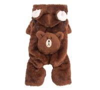 CHICTRY Warm Dog Jacket with Hood Soft Fleece Winter Coat for Small Dogs Cute Bear Windproof Puppy Sweater Brown XXL
