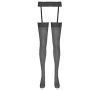 CHICTRY Woman's Glossy Lace Pantyhose Tights Hollow Out Thigh High Suspender Stocking Footed Legging Black One Size