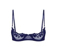 CHICTRY Woman's Lace Underwire Push Up Shelf Bra 1/2 Cup Demi Balconette Hollow Out Unlined Bra Tops Navy Blue XXL