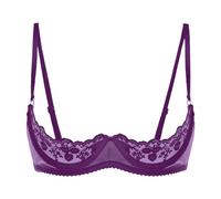 CHICTRY Woman's Lace Underwire Push Up Shelf Bra 1/2 Cup Demi Balconette Hollow Out Unlined Bra Tops Purple XXL