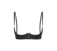 CHICTRY Womans PVC Leather Push Up Underwire Shelf Bra Crop Top Demi 1/2 Cup Unlined Balconette Bra Satin Black B XXL