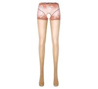 CHICTRY Woman's Sheer Mesh Pantyhose Tights Hollow Out Thigh High Suspender Stocking Footed Legging 2# Coffee A L