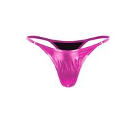 CHICTRY Women Low Rise Thong G-String Holographic Shiny Metallic Panties T-Back Rave Briefs Underwear Hot Pink L