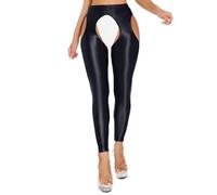 CHICTRY Women Oil Shiny Leggings High Waisted Full Length Dance Pants Workout Dancewear Tights Pants 2# Black A XL