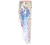 CHICTRY Women Sequin Tassel Skirt Belly Dance Hip Skirt Scarf Wrap Party Rave Skirt Club Mini Skirt Long Pink B M