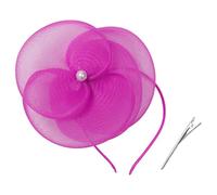 CHICTRY Women's Fascinators Tea Party Wedding Mesh Pearl Headband And Clip For Cocktails, Church Event Hot Pink One Size