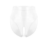 CHICTRY Women's Glossy Rave Booty Shorts Hot Pants Dance Bottoms High Cut Briefs Swimsuit Underwear 3# White A XXL