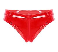 CHICTRY Women's High Cut Zipper Open Front Bikini Briefs Underwear Panties Thong Tanga Shorts Briefs 2# Red 4XL