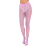 CHICTRY Women's High Waist Control Top Sheer Pantyhose Shiny Nylon Tights Silky High Stockings 3# Pink XL