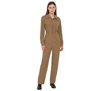 CHICTRY Women's Lapel V Neck Long Sleeve Work Coveralls Mechanic Work Jumpsuit Utility Overall Jumpsuit Khaki S
