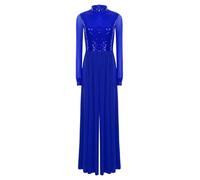 CHICTRY Women's Long Lyrical Dance Costume Jumpsuit Modern Contemporary Praise Worship Dancewear Royal Blue S