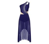 CHICTRY Women's Long Lyrical Dance Costume Modern Contemporary Dance Dress Dancewear Navy Blue M