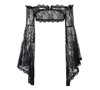 CHICTRY Women's Long Sleeve Steampunk Lace Y2k Crop Top Jacket Shrug Gothic Bolero Top Cardigan Tops 5# Black S