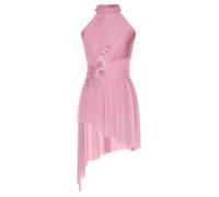 CHICTRY Women's Lyrical Dance Costume Flower High Low Modern Contemporary Dance Dress Dancewear Pink M