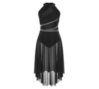 CHICTRY Women's Lyrical Dance Costume Halter Sleeveless Modern Contemporary Dance Dress Black XXL