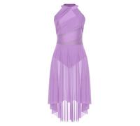 CHICTRY Women's Lyrical Dance Costume Halter Sleeveless Modern Contemporary Dance Dress Light Purple XXL