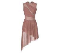 CHICTRY Women's Lyrical Dance Costume Modern Contemporary Dance Dress Dusty Pink XL