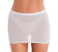 CHICTRY Women's Mesh Sheer See Through Short Dress Tight Hip Mini Skirts 3# White S