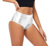 CHICTRY Women's Metallic Booty Dance Shorts Hot Pants Festival Bottoms Underwear Rave Party Clubwear Silver M