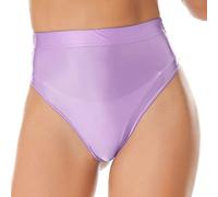 CHICTRY Women's Oil Glossy Booty Shorts Panties Shiny Bottoms High Cut Dance Underwear Shorts Shiny Light Purple XXL